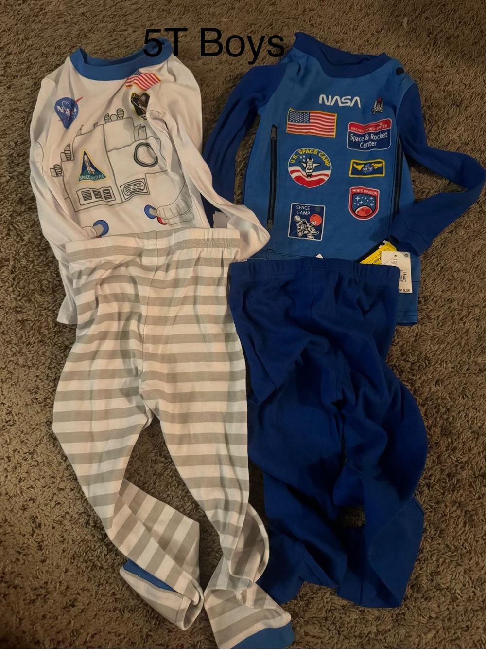 Boys Blue Space-Print Pajama Set - 5T